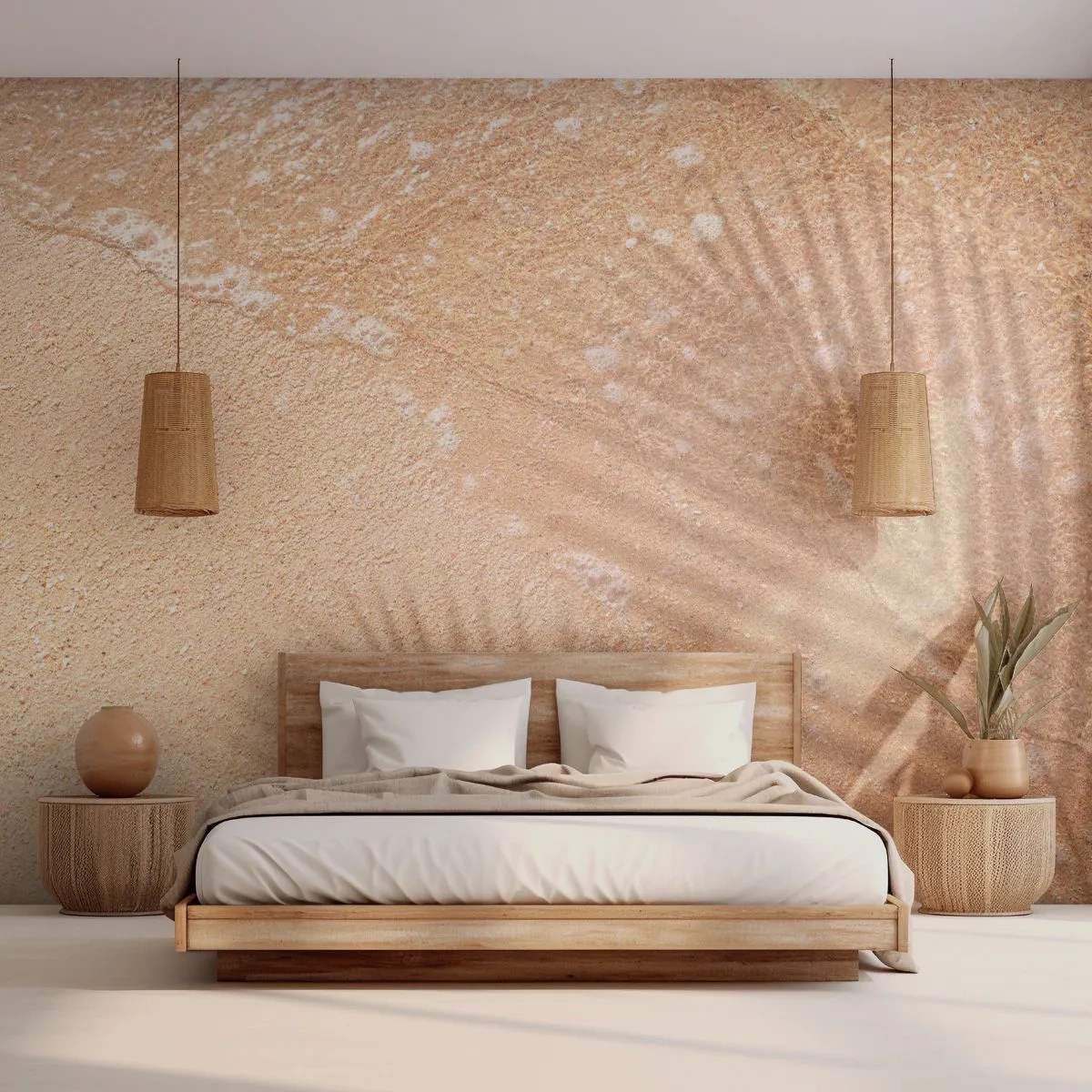 Fototapeta Premium Canvas - Tieň horúceho leta - Abstrakcia, Piesok Na Pláži, Listy - 300x210 cm