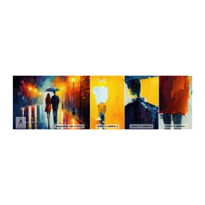Vzorka samolepiacej fototapety Deluxe Sticker - Spolu – farebná noc - Pár, Romantické, Prechádzka - 100x30 cm
