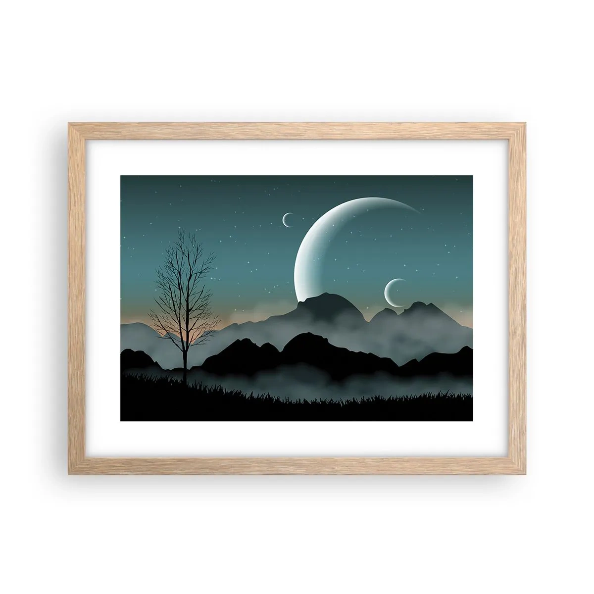 Plagát v ráme zo svetlého duba - Karneval hviezdnej noci - 40x30 cm