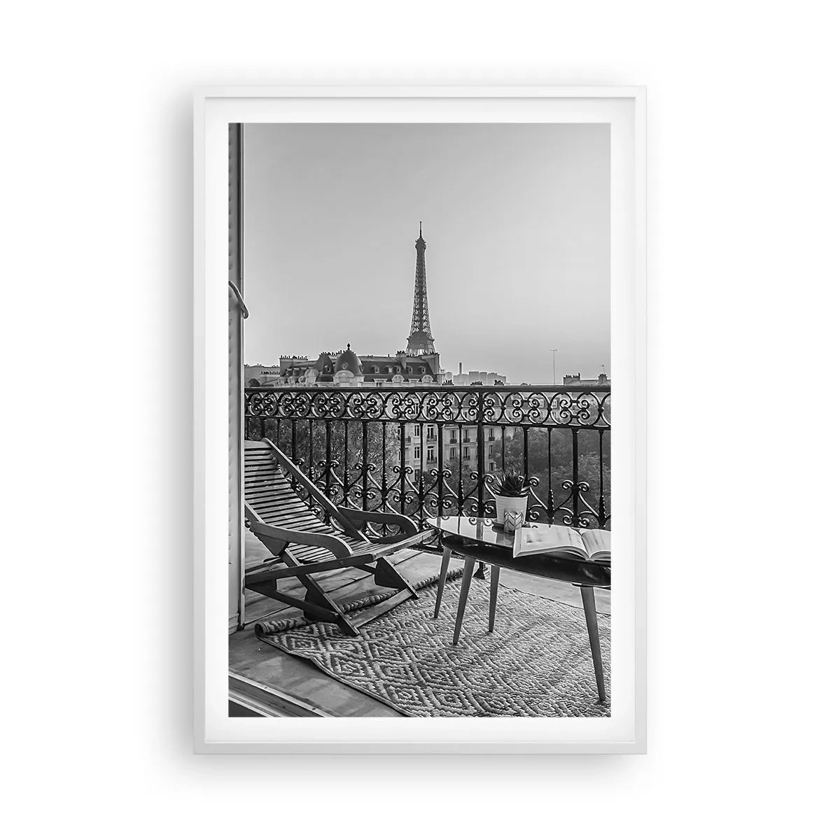Plagát v bielom ráme - Parížske popoludnie - 61x91 cm
