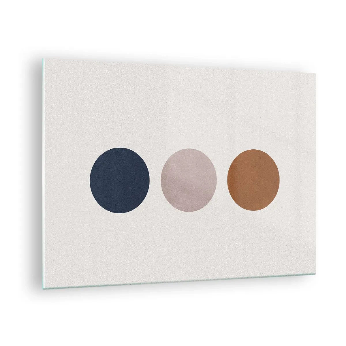 Obraz na skle - Minimalistická kompozícia troch farebných kruhov - 70x50cm - Symbol dokonalosti - Moderná nástenná dekorácia do obývacej izby a spálne ARTTOR