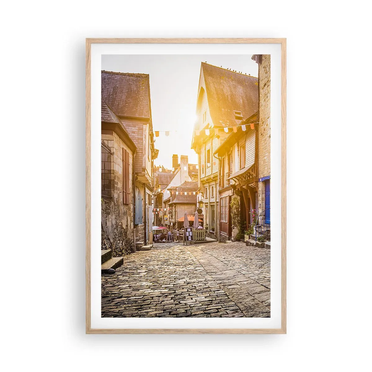 Plagát v ráme zo svetlého duba - Biely duch mestečka - 61x91 cm