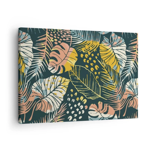 Obraz na plátne - Farebné listy na tmavom pozadí - 70x50cm - Listová fantázia - Moderná nástenná dekorácia do obývacej izby a spálne ARTTOR