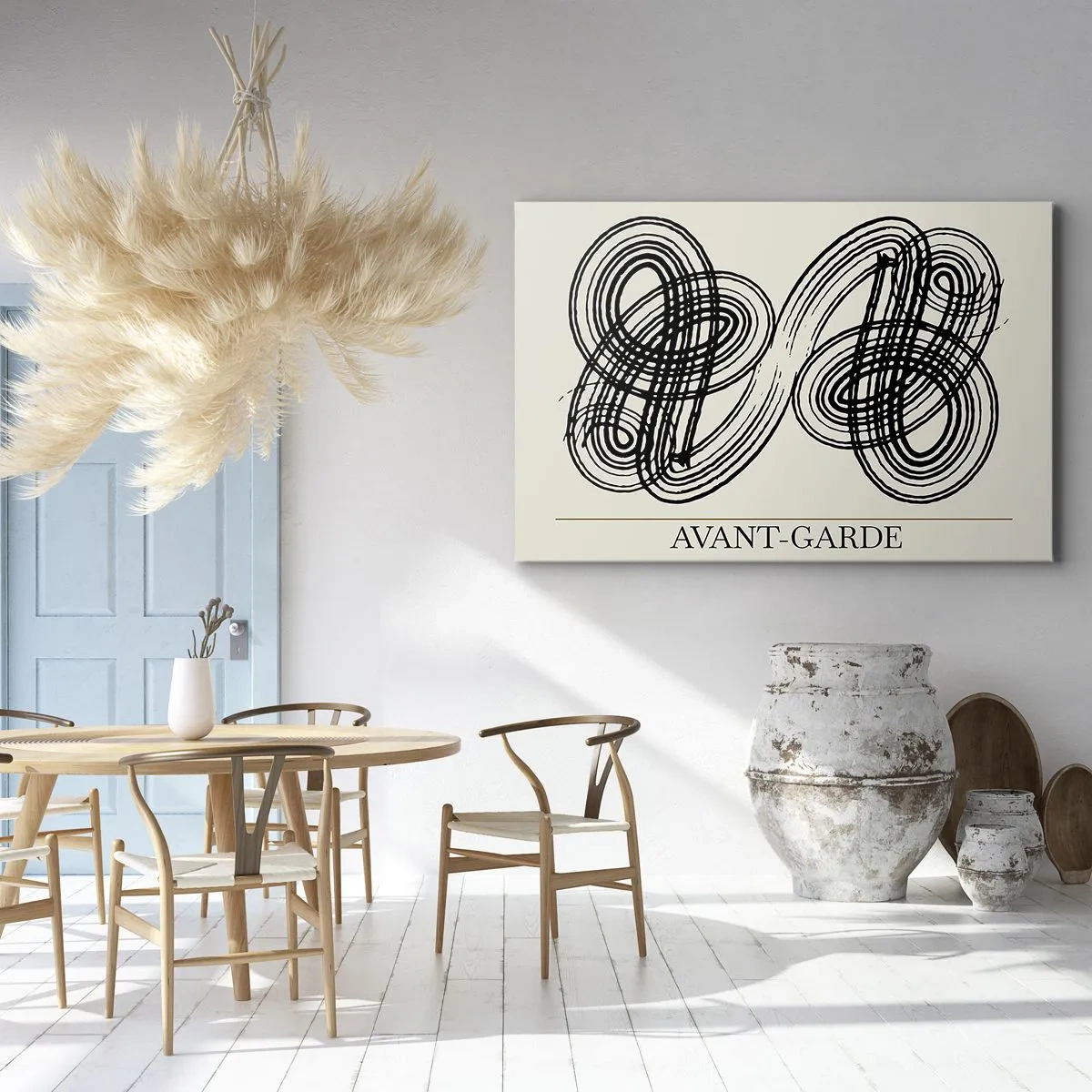 Obraz na plátne - Abstraktné čierne čiary na svetlom pozadí v avantgardnom štýle. - 70x50cm - Vyšlo to spontánne - Moderná nástenná dekorácia do obývacej izby a spálne ARTTOR
