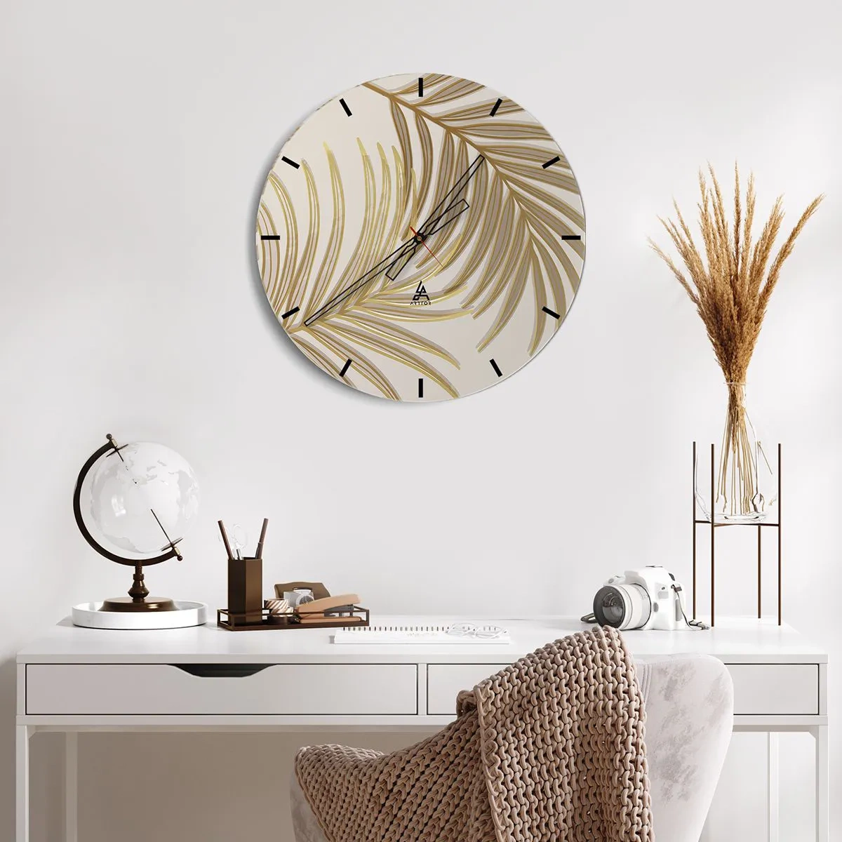 Nástenné hodiny - Zlatá palma! - 40x40 cm