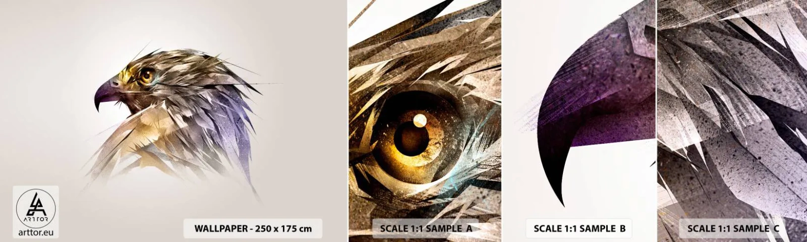 Vzorka Fototapeta Standard Eco - Portrét bojovníka - Abstrakcia, Orol, Vták - 100x30 cm