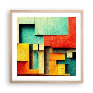 Plagát v ráme zo svetlého duba - Festival pravých uhlov - 50x50 cm