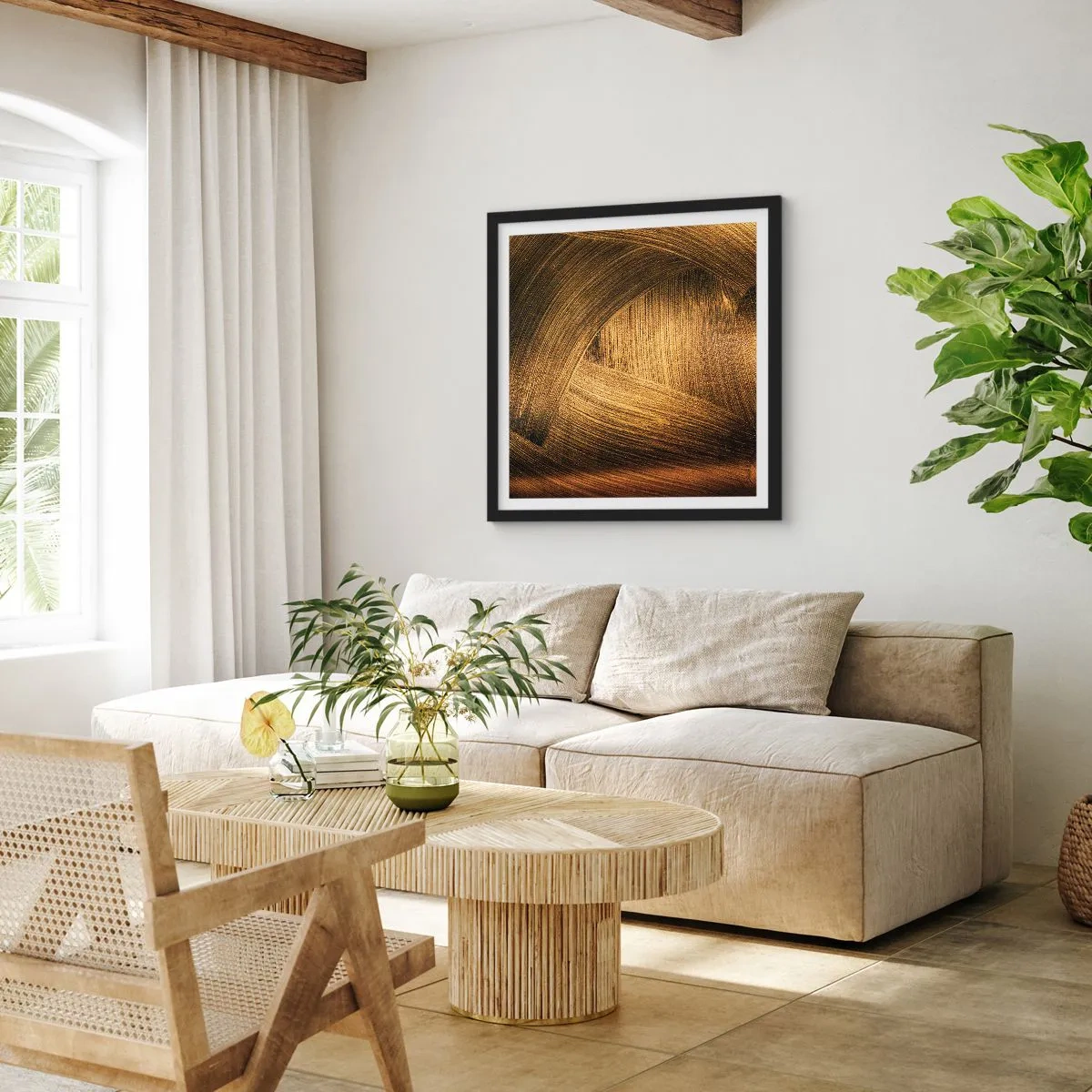 Plagát v čiernom ráme - V zlatom labyrinte - 60x60 cm