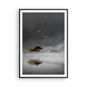 Plagát v čiernom ráme - Úkryt pred dažďom - 70x100 cm