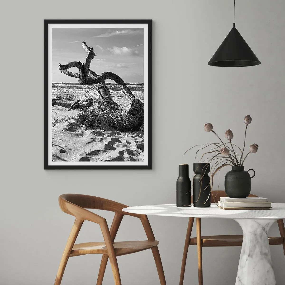 Plagát v čiernom ráme - Morská socha - 61x91 cm