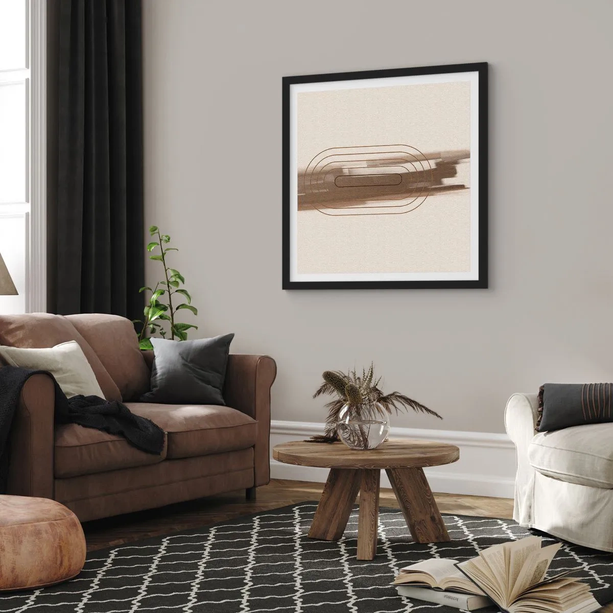 Plagát v čiernom ráme - Závan šedej - 60x60 cm