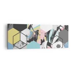Obraz na plátne - Šesťuholníky a kocky v šiestich farbách - 140x50 cm