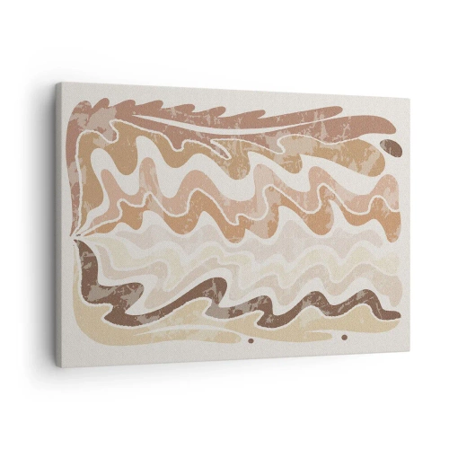 Obraz na plátne - Vlnité abstraktné čiary v béžových odtieňoch - 70x50cm - Dobrá energia – dobré emócie - Moderná nástenná dekorácia do obývacej izby a spálne ARTTOR