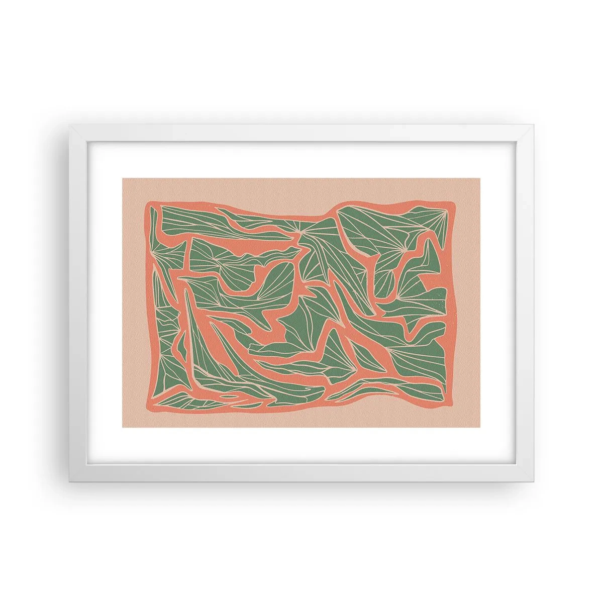 Plagát v bielom ráme - Súboj koralov a zelene - 40x30 cm