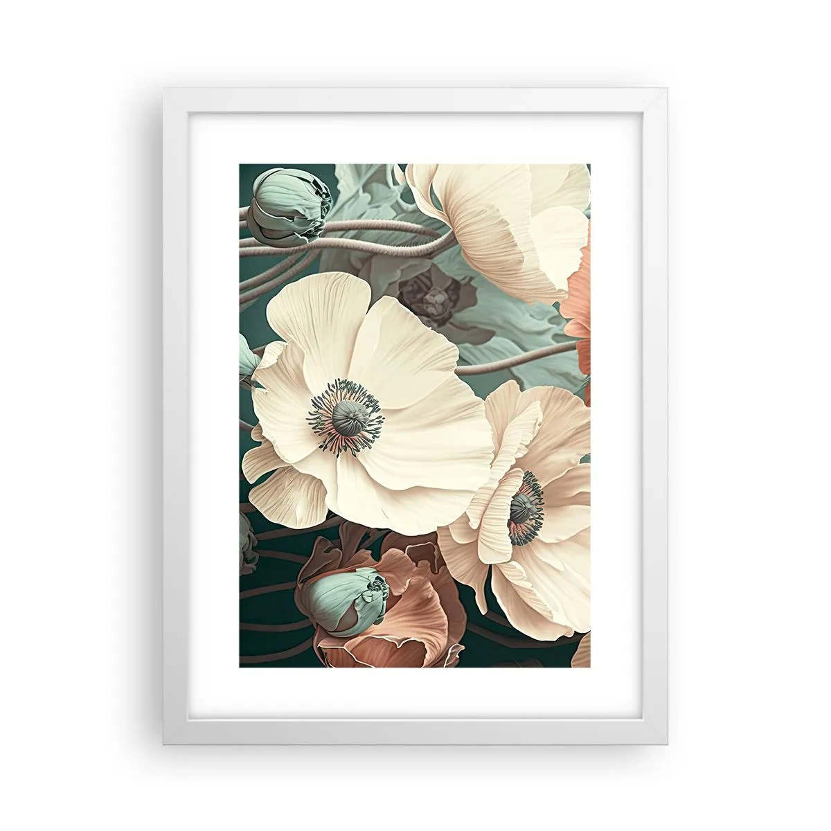 Plagát v bielom ráme - Šepot makov - 30x40 cm