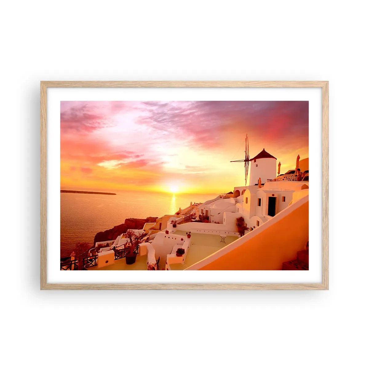 Plagát v ráme zo svetlého duba - Rozplynúť sa v bielej a zlatej - 70x50 cm
