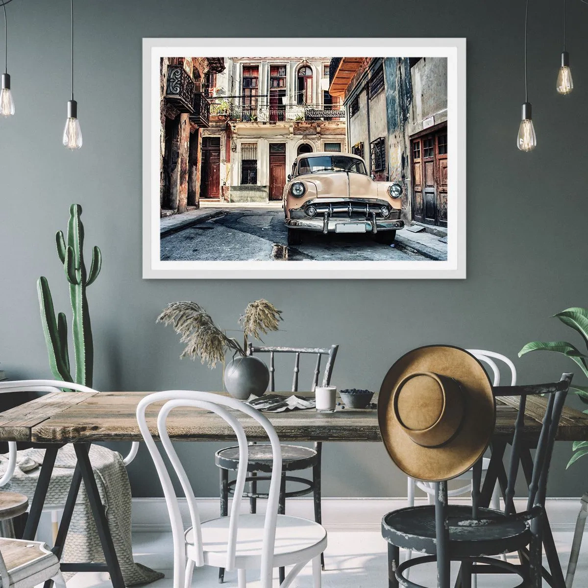 Plagát v bielom ráme - Siesta v Havane - 91x61 cm
