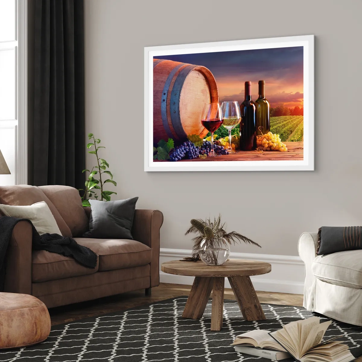 Plagát v bielom ráme - Tu má život chuť - 70x50 cm