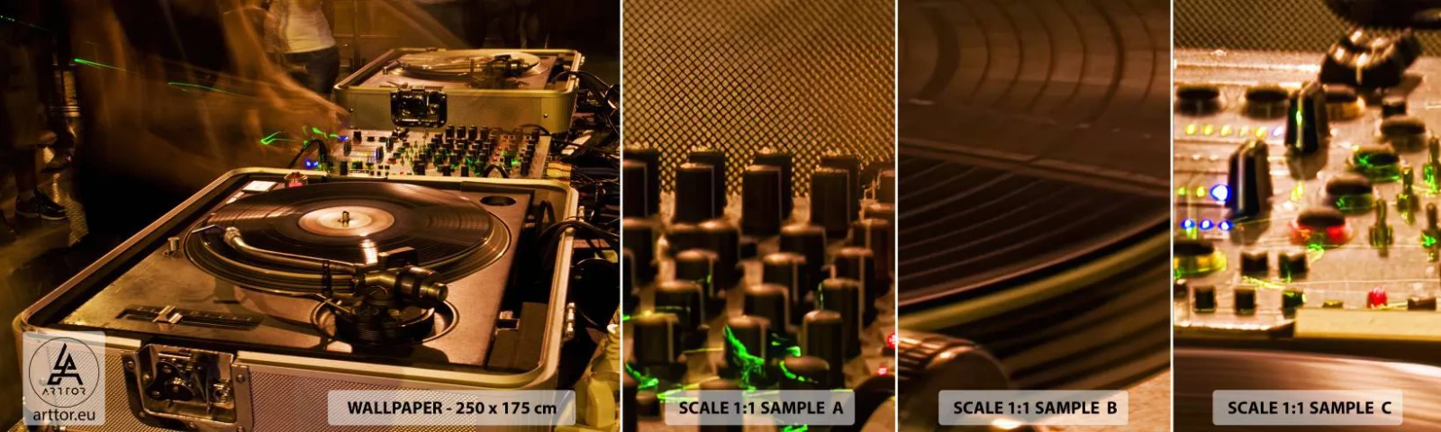 Vzorka samolepiacej fototapety Deluxe Sticker - Cítiš tú silu? - Hudba, DJ, Vinyl - 100x30 cm