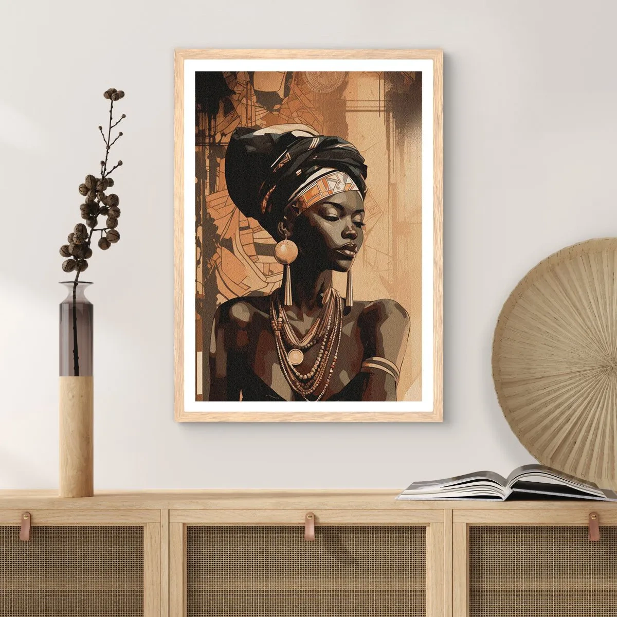 Plagát v ráme zo svetlého duba - Africký majestát - 50x70 cm