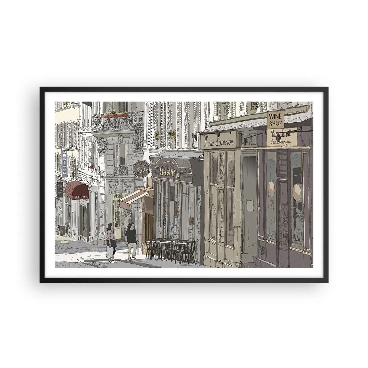 Plagát v čiernom ráme - Mestské radosti - 91x61 cm