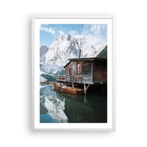 Plagát v bielom ráme - Kryštalické, horské ráno - 50x70 cm