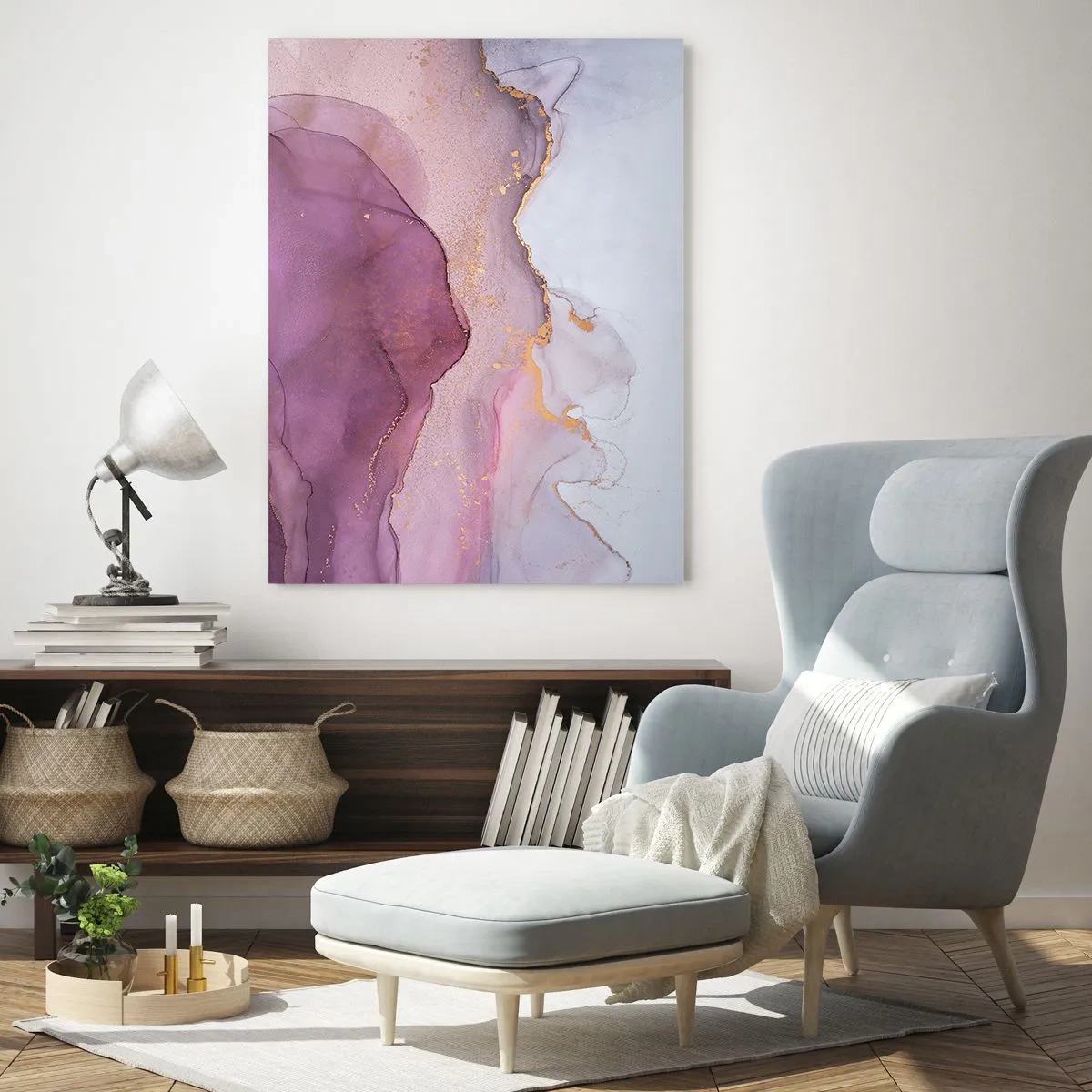 Obraz na skle - Fialové a ľalové vlny - 50x70 cm