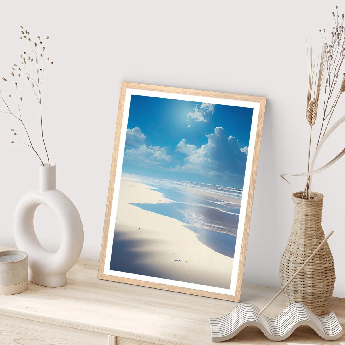 Plagát v ráme zo svetlého duba - Dovolenka v raji - 70x100 cm