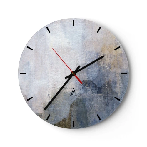 Nástenné hodiny - Abstraktná kompozícia v odtieňoch modrej a sivej - 30x30cm - Tóny a akordy farieb - Moderná nástenná dekorácia do obývacej izby, kuchyne a spálne ARTTOR