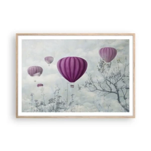 Plagát v ráme zo svetlého duba - Ako lode na oblohe - 100x70 cm