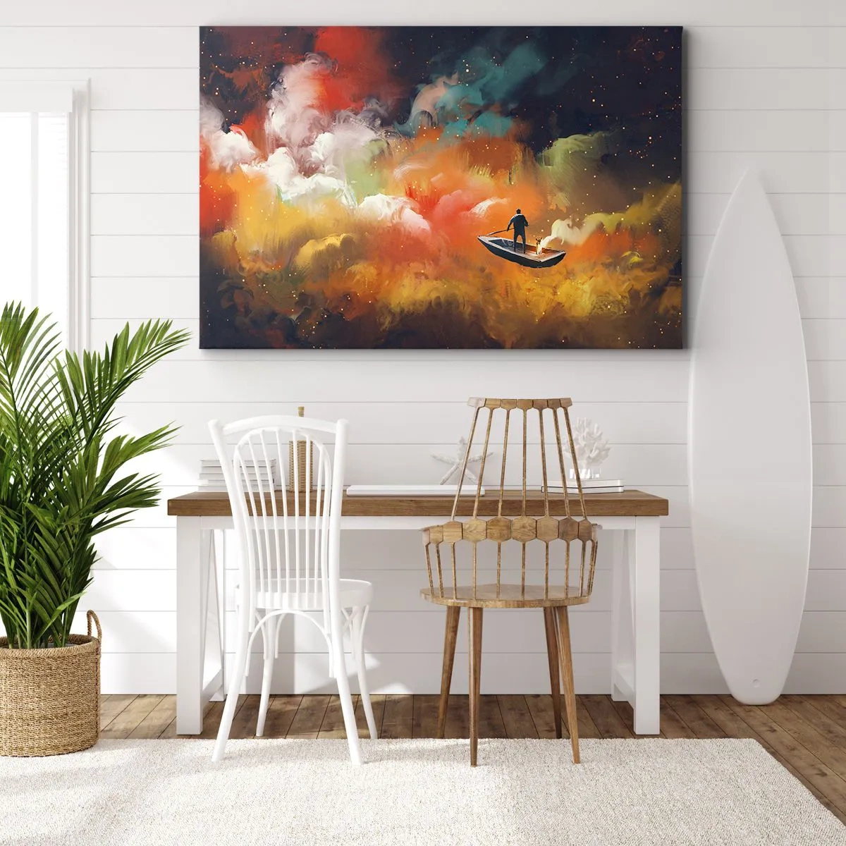 Obraz na plátne - Loďou cez galaxiu - 100x70 cm
