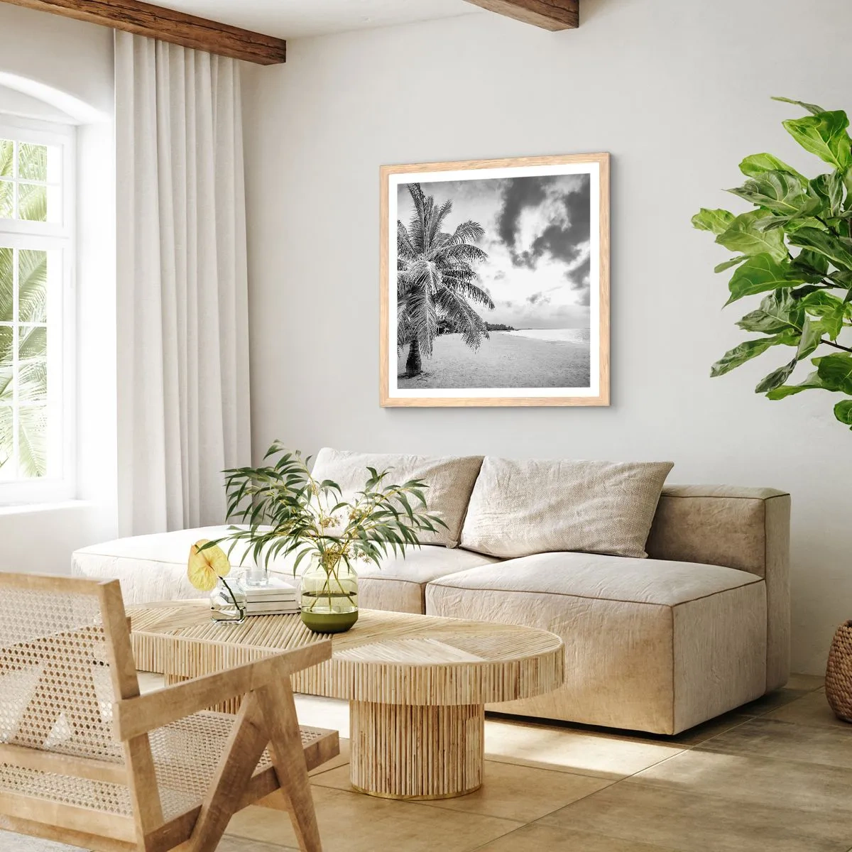 Plagát v ráme zo svetlého duba - Keď túžiš po samote…. - 60x60 cm