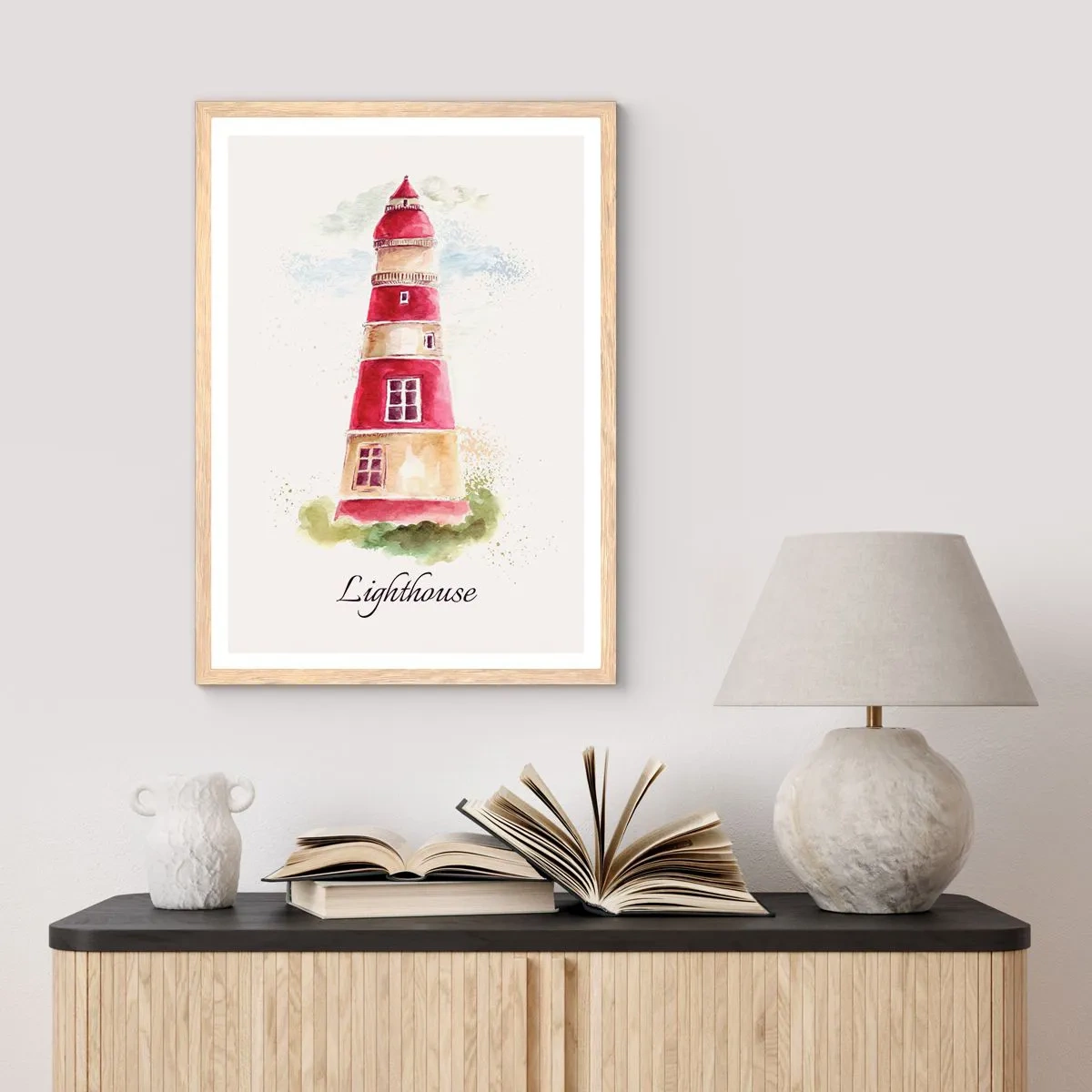 Plagát v ráme zo svetlého duba - Tu je vždy počasie - 50x70 cm