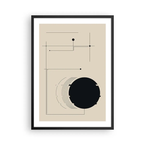 Plagát v čiernom ráme - Minimalistická geometrická kompozícia na béžovom pozadí - 50x70cm - Pružná a dynamická kompozícia - Moderná nástenná dekorácia do obývacej izby a spálne ARTTOR