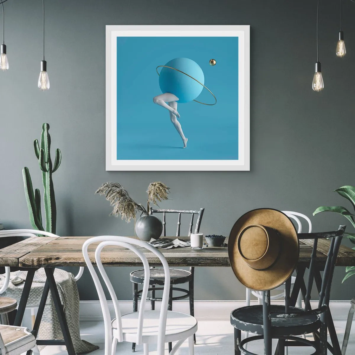 Plagát v bielom ráme - Šialenstvo planét - 50x50 cm