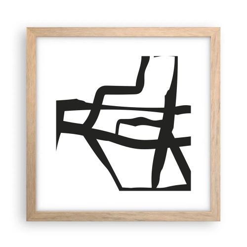 Plagát v ráme zo svetlého duba - Čiernobiela konštrukcia - 30x30 cm