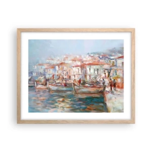 Plagát v ráme zo svetlého duba - Pastelová dovolenka - 50x40 cm