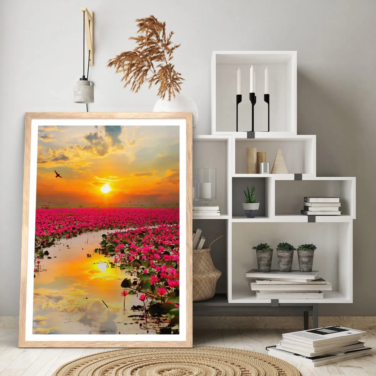 Plagát v ráme zo svetlého duba - Tajomný život jazera - 30x40 cm