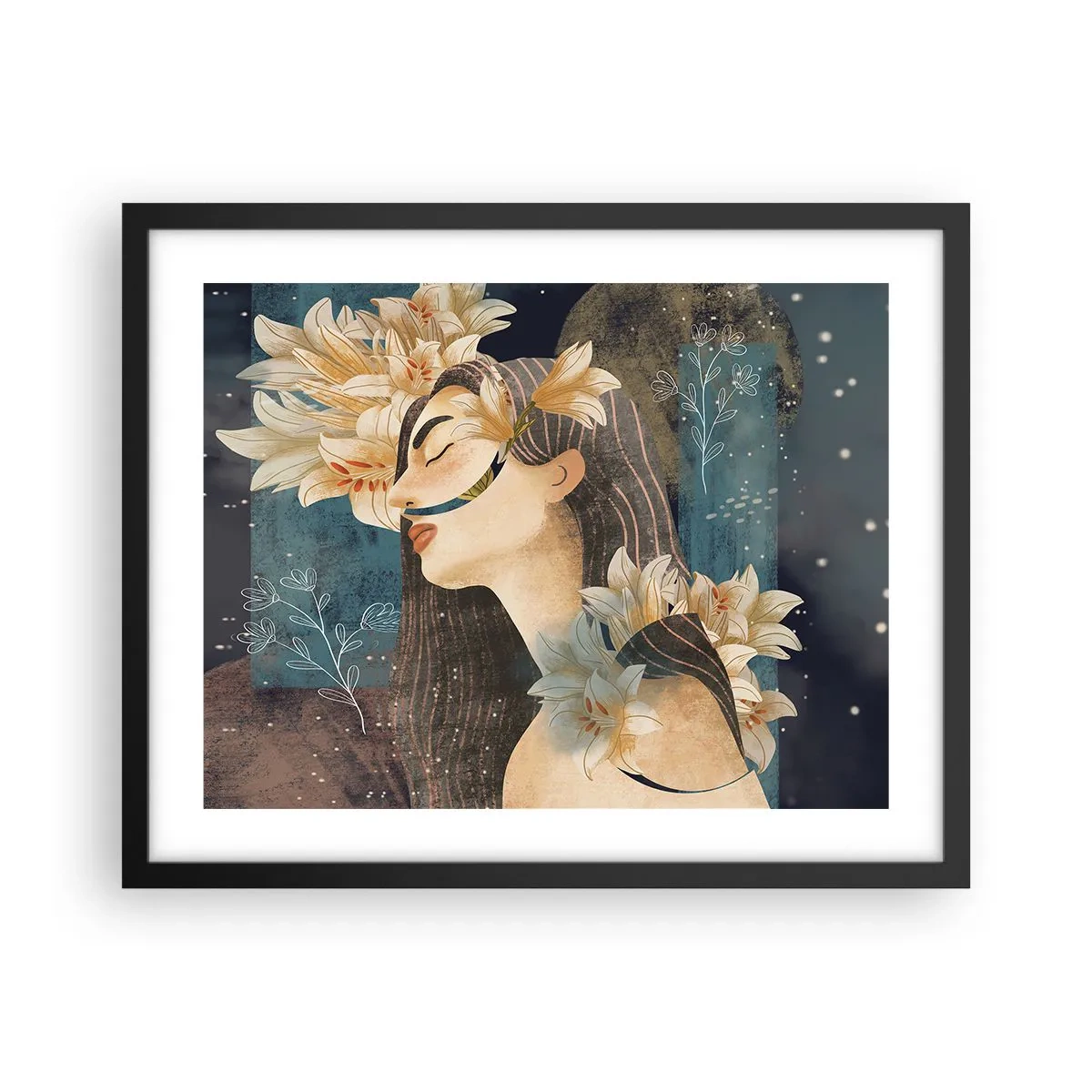 Plagát v čiernom ráme - Rozprávka o princeznej s ľaliami - 50x40 cm
