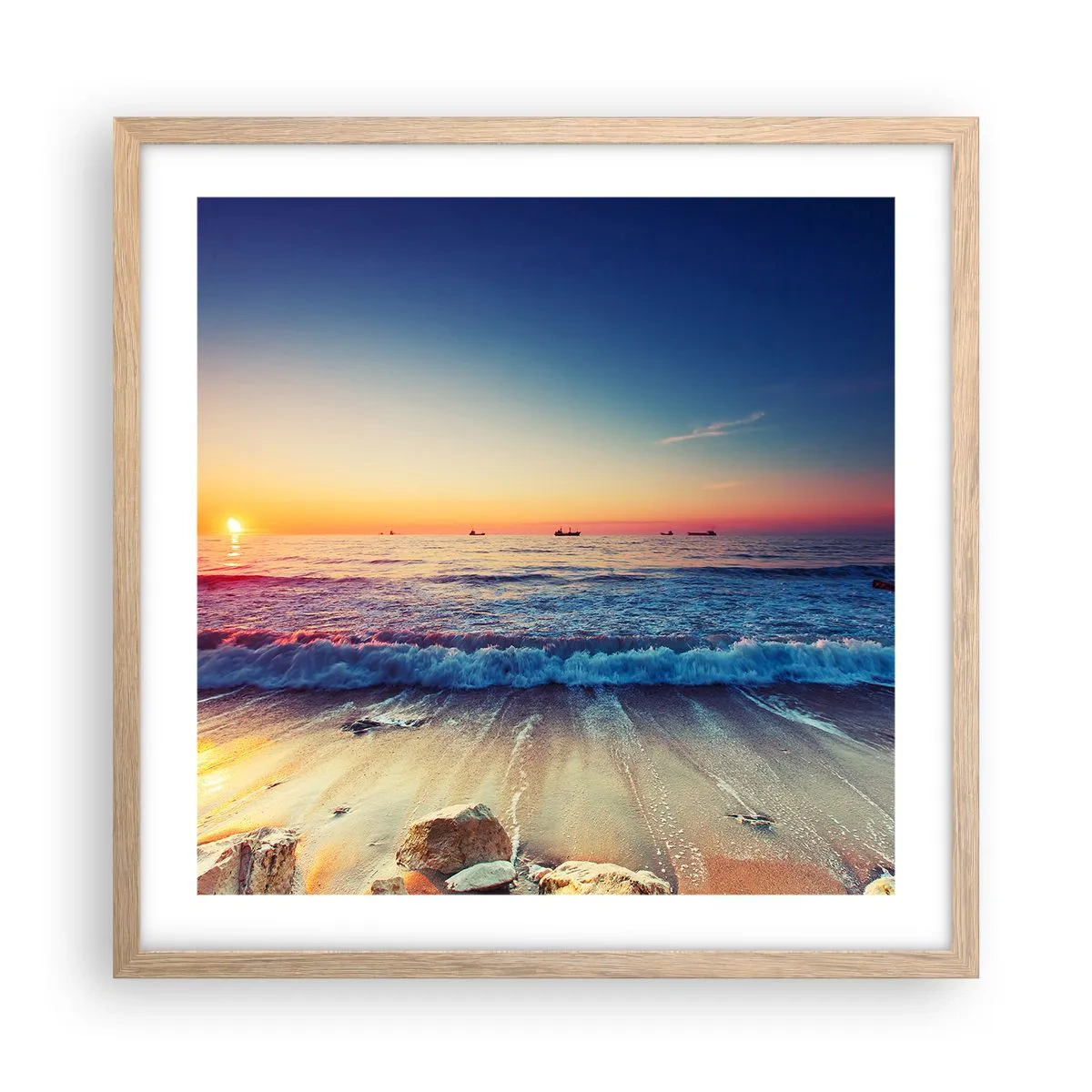 Plagát v ráme zo svetlého duba - Čo je za obzorom? - 50x50 cm