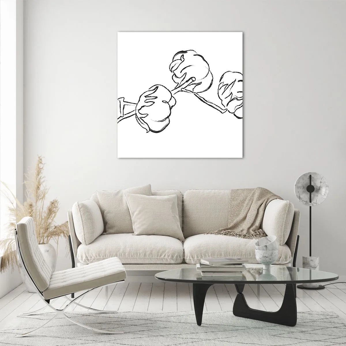 Obraz na skle - Bavlnené páperie - 50x50 cm