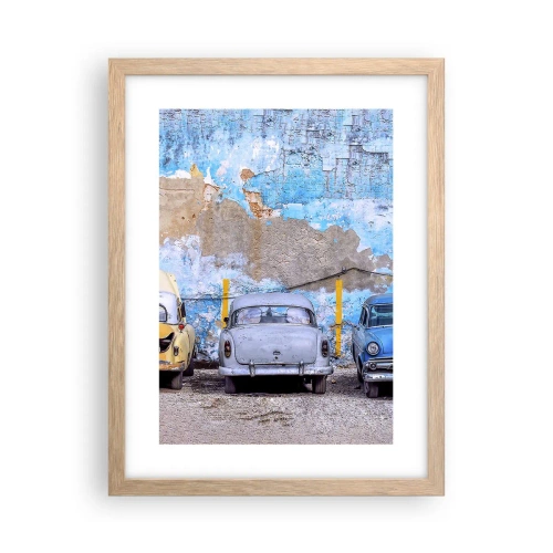 Plagát v ráme zo svetlého duba - Stretnutie veteránov - 30x40 cm