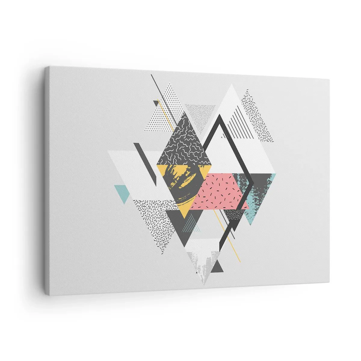 Obraz na plátne - Geometrické vzory na svetlom pozadí - 70x50cm - Variácie na trojuholník a kosoštvorec - Moderná nástenná dekorácia do obývacej izby a spálne ARTTOR