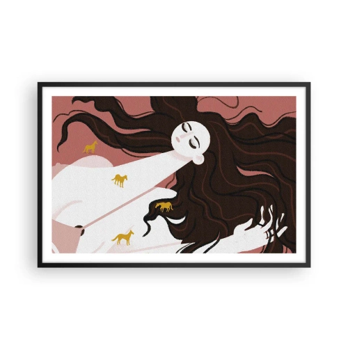 Plagát v čiernom ráme - Sen o zlatom koni - 91x61 cm