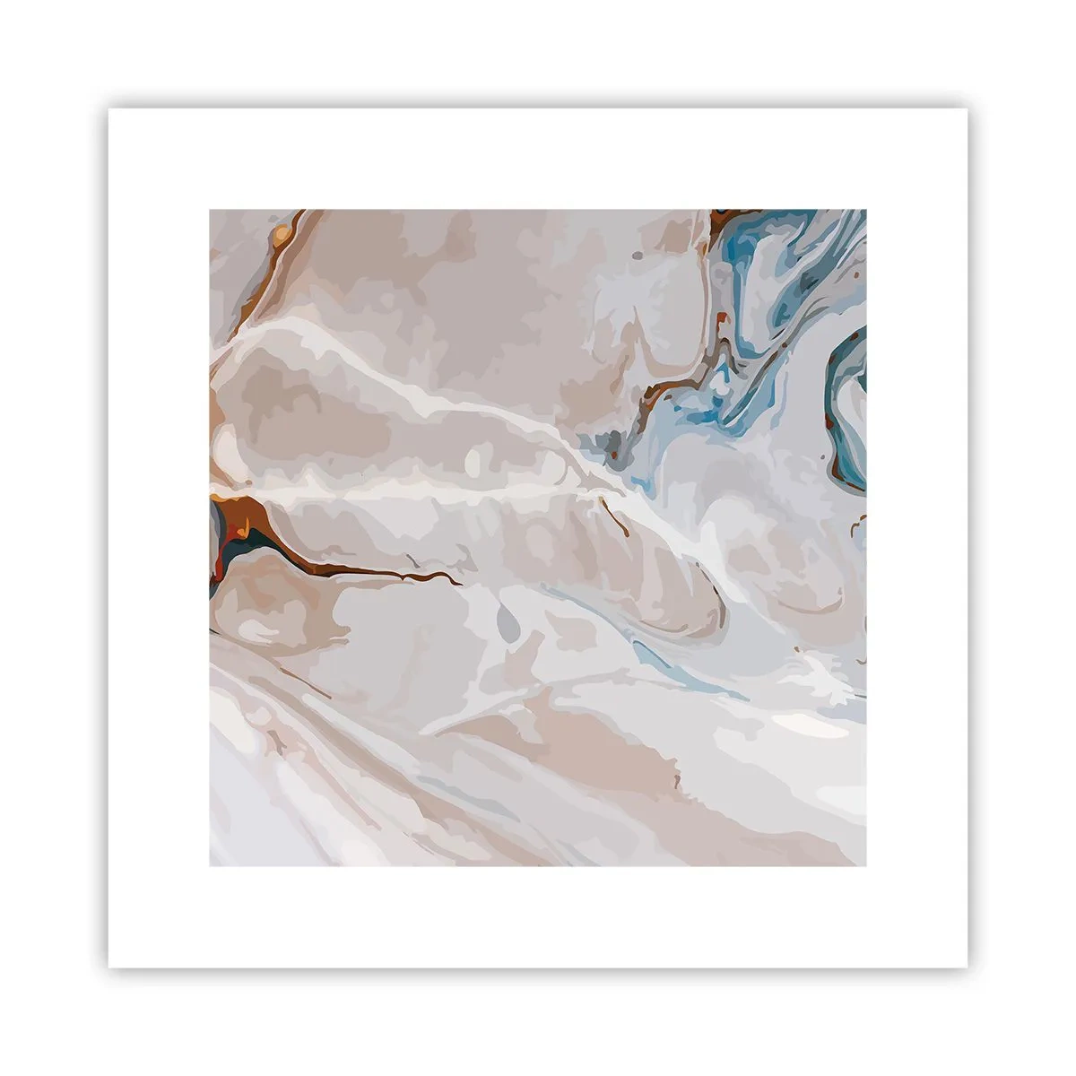 Plagát - Modré meandre pod bielou - 30x30 cm