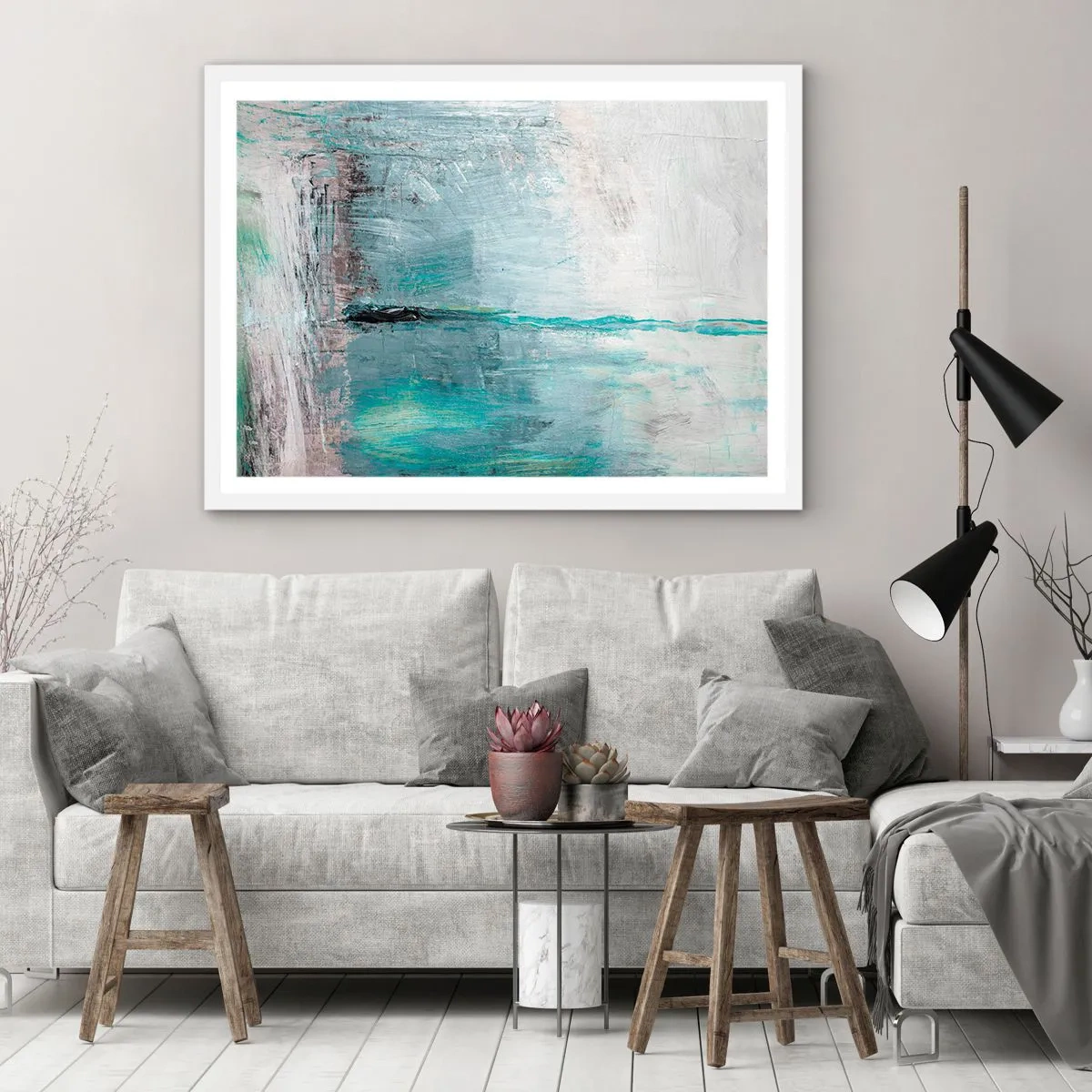 Plagát v bielom ráme - Horizontálne v modrej - 100x70 cm