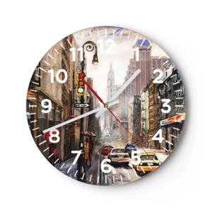Nástenné hodiny - New York – farebný aj v daždi - 30x30 cm