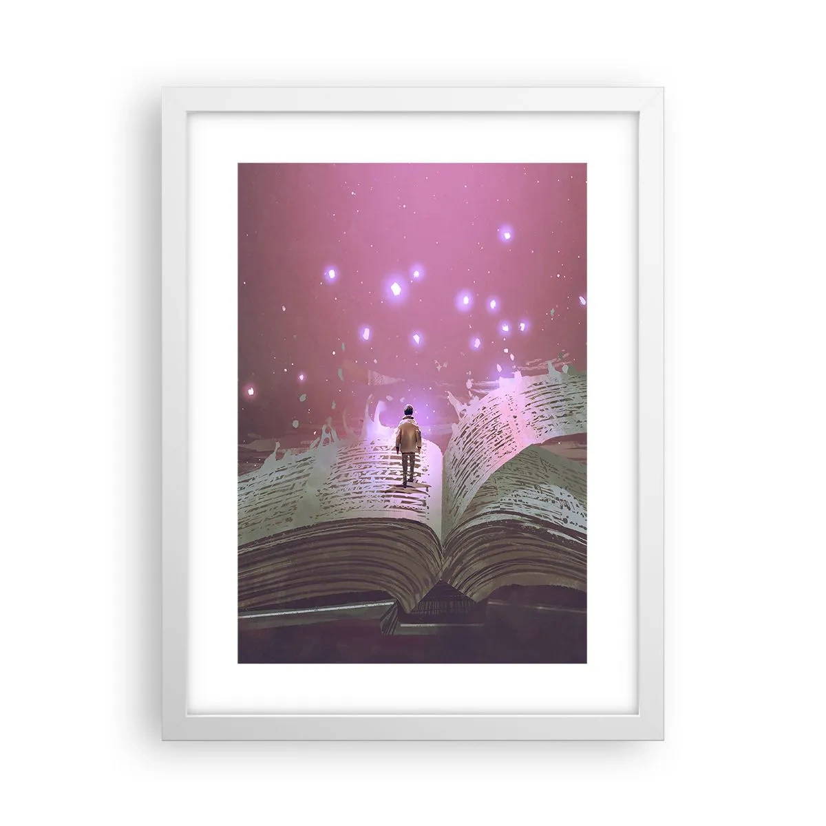 Plagát v bielom ráme - Pozvánka do iného sveta - prečítaj! - 30x40 cm