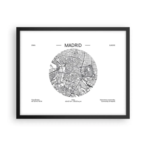 Plagát v čiernom ráme - Anatómia Madridu - 50x40 cm