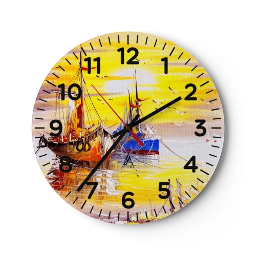 Nástenné hodiny - Zaslúžený odpočinok v prístave - 40x40 cm